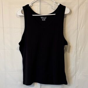 NWT BasicEditions V-Neck 100% Cotton XL Tank Top Black
